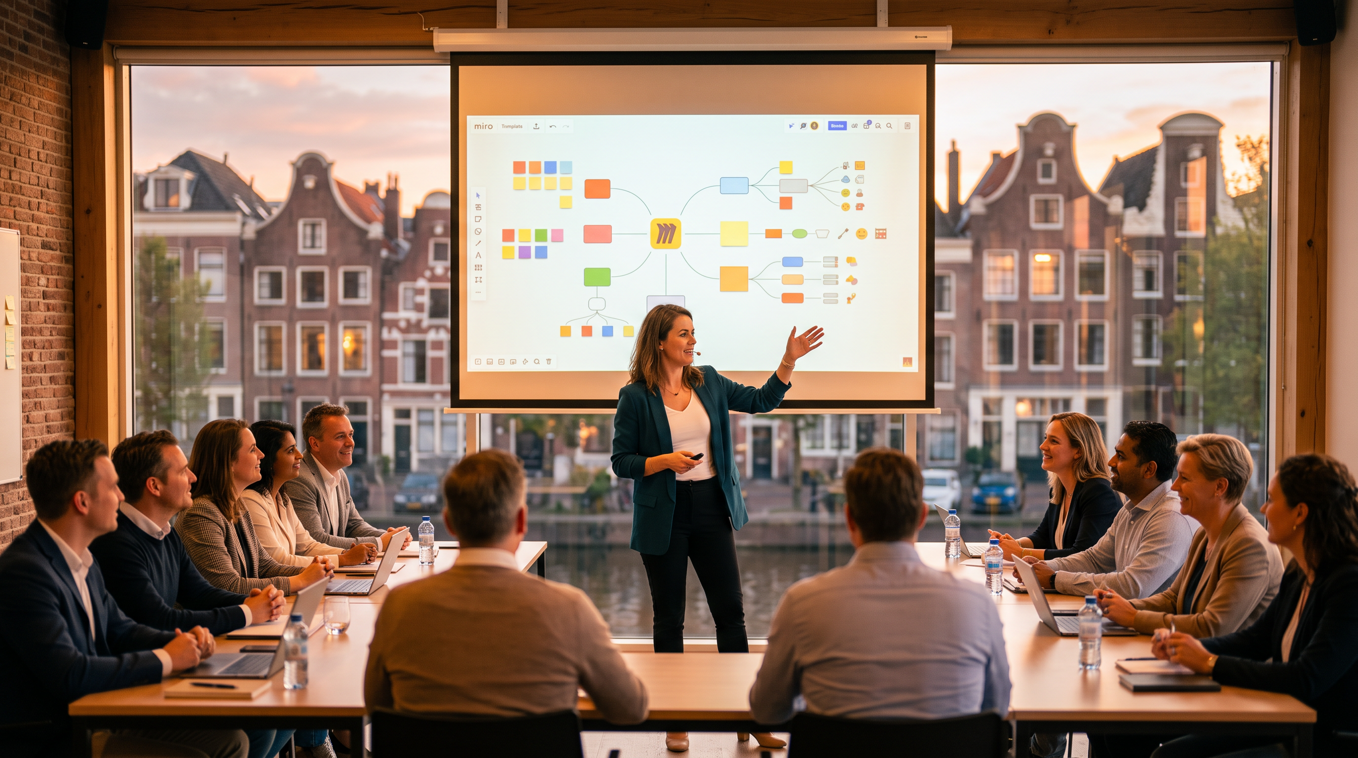 Facilitator leading an Augmented Collaboration one-day training session on a Miro board